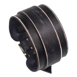 SB genuine leather wristband first class leather bracelet men's handmade leather cuff Worn Black
