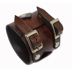Johnny Depp Style First Class Leather Cuff Men's Bracelet Genuine Leather Wristband Brown