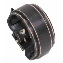 SB genuine leather wristband first class leather bracelet men's handmade leather cuff Worn Black