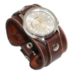 Genuine leather watchband mens watch band first class leather cuff watch band strap worn brown