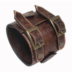 Johnny Depp Style First Class Leather Cuff Men's Bracelet Genuine Leather Wristband Worn Brown