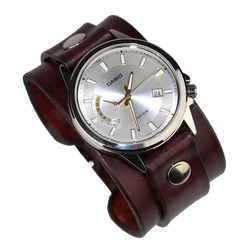 Genuine leather watchband mens watch band first class leather cuff watch band strap brown