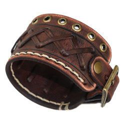Genuine leather bracelet leather cuff first class leather wristband men's bracelet worn brown