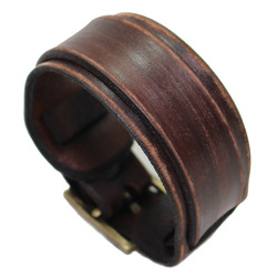 SB genuine leather wristband first class leather bracelet men's handmade leather cuff Worn Brown