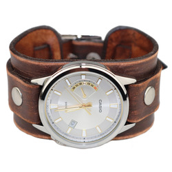Genuine leather watchband mens watch band first class leather cuff watch band strap worn brown