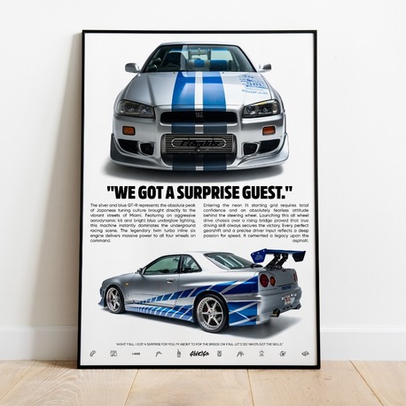 F&F Nissan Skyline GT-R R34 Poster