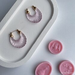 şeffaf pembe karides küpe