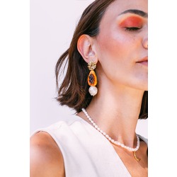 PAPAYA - İnci Detaylı Sallantılı Küpe