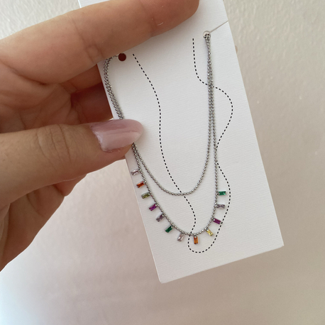Renkli Taşlı Silver Halhal
