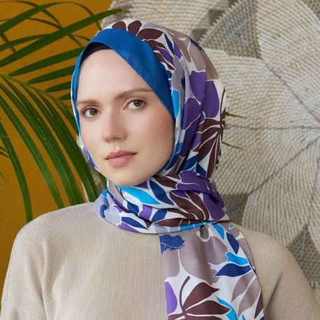 Madame Polo - Seremoni Koleksiyonu Blossom Desen Şal - İndigo