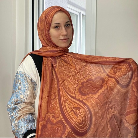 Luvensara Desenli Ipek Şal Pd1 - Kiremit