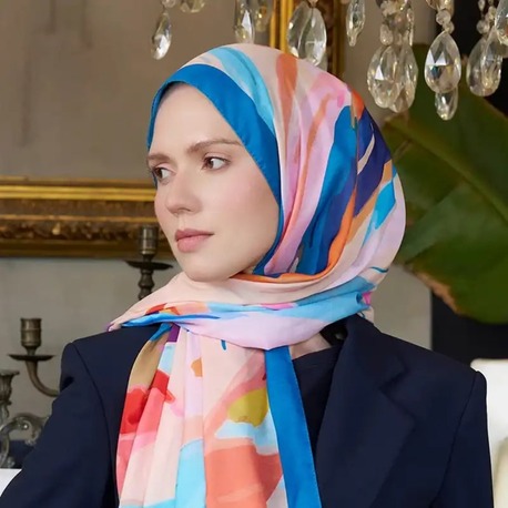 Madame Polo - Seremoni Koleksiyonu Pure Desen Şal - Mavi
