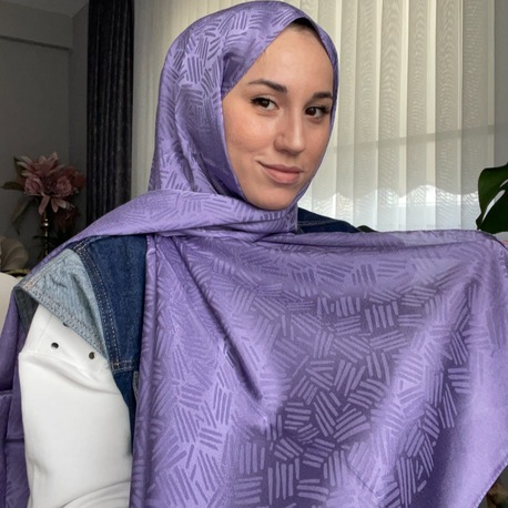 Levidor Çubuk Desen Jakarlı Janjan Şal - Mor