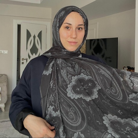 Luvensara Desenli Ipek Şal Pd1 - Siyah