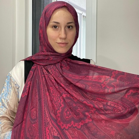 Luvensara Desenli Ipek Şal Pd1 - Kırmızı