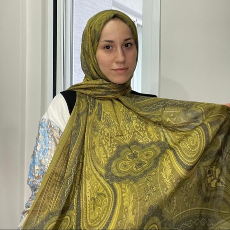 Luvensara Desenli Ipek Şal Pd1 - Yeşil