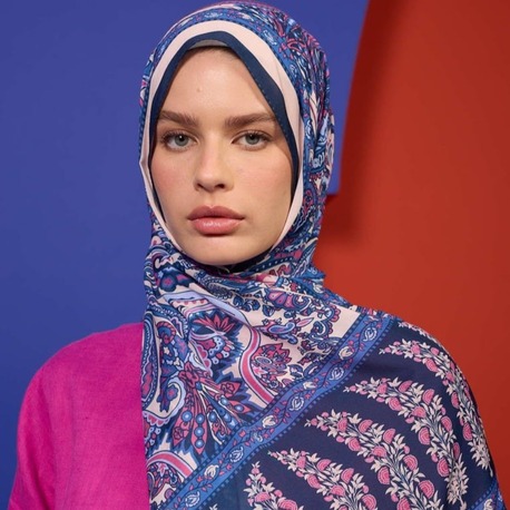 İpekhan Marrakech Koleksiyon Soft Şal 3049 - Gece Mavisi Pembe 10