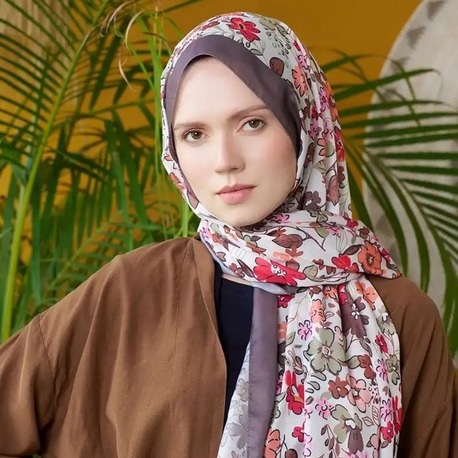Madame Polo - Seremoni Koleksiyonu Flora Desen Şal - Kahverengi