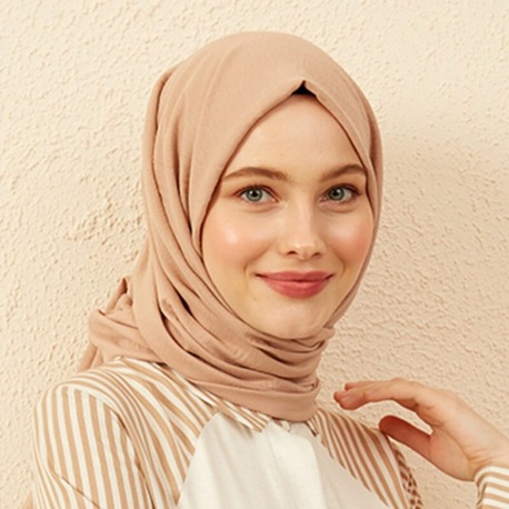 Madame Polo Luxury Pamuk Kraş Şal - Bej