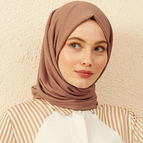 Madame Polo Luxury Pamuk Kraş Şal - Sütlü Kahve