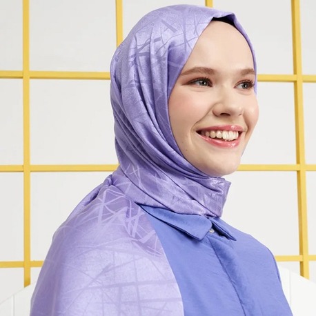 Madame Polo İpeksi Jakar Italyan Şal Çizği Desen - Violet