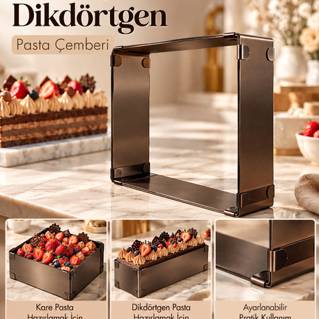 Özel kahverengi pasta çemberi dikdörtgen
