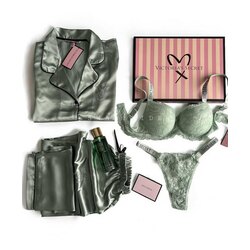 SW00103- Victoria’s Secret Su Yeşili Saten Tam Set 