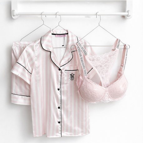 Yaz Sezonu Saten Pudra Şortlu Pijama Set