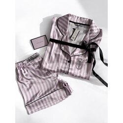 SW0044- Victoria’s Secret Lila Kısa Kol Şortlu Pijama Takımı