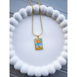 Aşıklar Tarot Kartı Sarı Çelik Kolye 