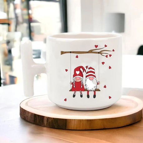 Yeni Yıl Yılbaşı Noel Tasarımlı T Kulp Seramik Kupa