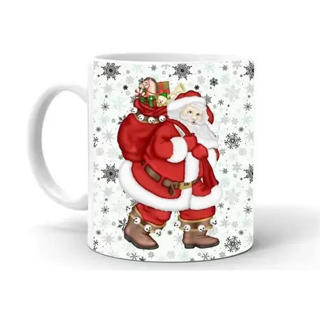 Yılbası Noel Temalı Baskılı Seramik Beyaz Kupa