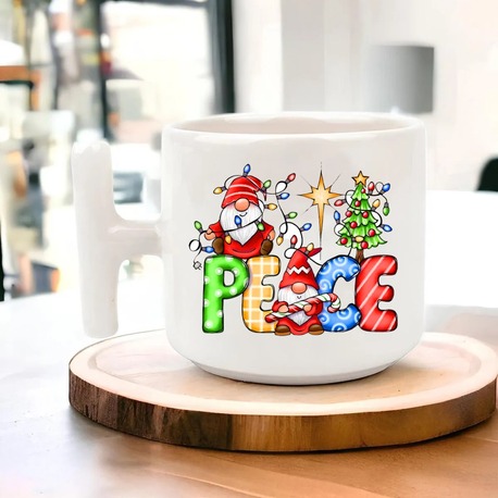 Yeni Yıl Yılbaşı Noel Tasarımlı T Kulp Seramik Kupa