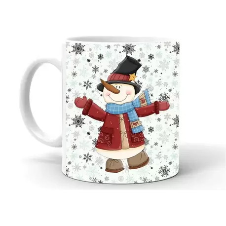 Yılbası Noel Temalı Baskılı Seramik Beyaz Kupa