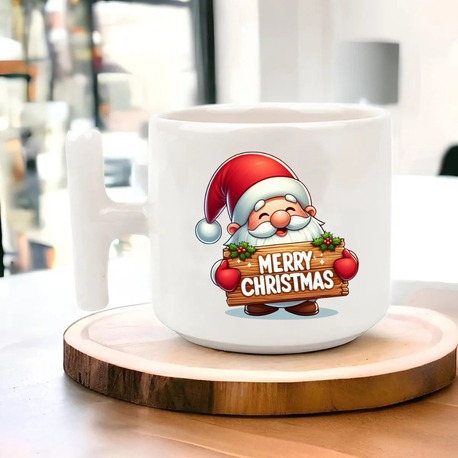 Yeni Yıl Yılbaşı Noel Tasarımlı T Kulp Seramik Kupa