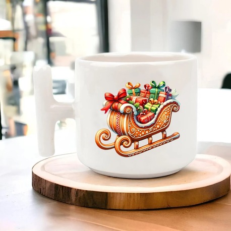 Yeni Yıl Yılbaşı Noel Tasarımlı T Kulp Seramik Kupa