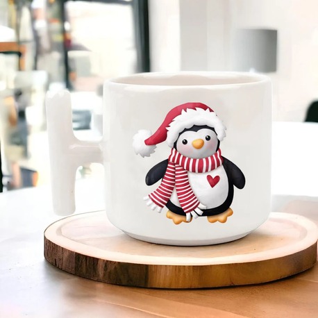 Yeni Yıl Yılbaşı Noel Tasarımlı T Kulp Seramik Kupa