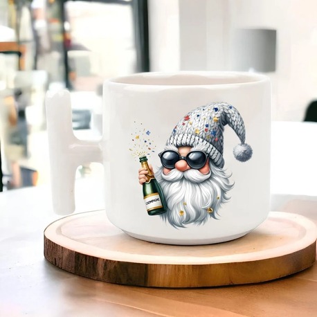 Yeni Yıl Yılbaşı Noel Tasarımlı T Kulp Seramik Kupa