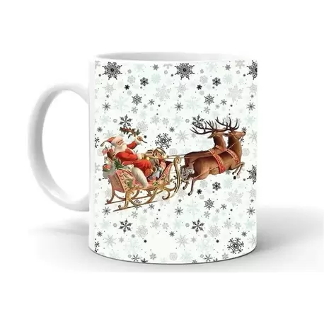 Yılbası Noel Temalı Baskılı Seramik Beyaz Kupa