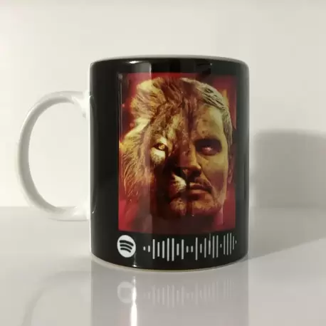 SarıKırmızı Aslan Tasarımlı Kişiye Özel AşkınOlayım SpotifyKodlu Hediye Kupa Bardak