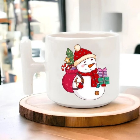 Yeni Yıl Yılbaşı Noel Tasarımlı T Kulp Seramik Kupa