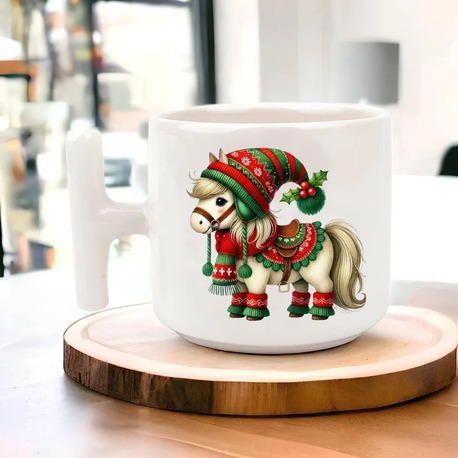 Yeni Yıl Yılbaşı Noel Tasarımlı T Kulp Seramik Kupa