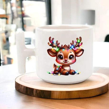 Yeni Yıl Yılbaşı Noel Tasarımlı T Kulp Seramik Kupa