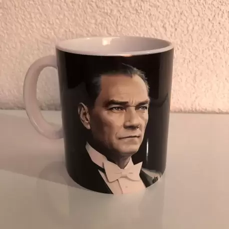  Atatürk "Türkiye Cumhuriyeti ilelebet payidar kalacaktır." Siyah Baskılı Özel Tasarım Kup
