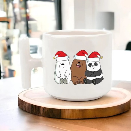 Yeni Yıl Yılbaşı Noel Tasarımlı T Kulp Seramik Kupa