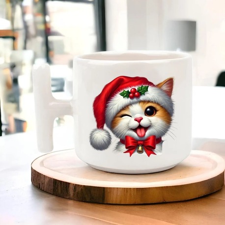 Yeni Yıl Yılbaşı Noel Tasarımlı T Kulp Seramik Kupa