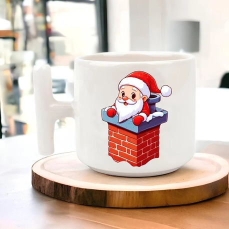 Yeni Yıl Yılbaşı Noel Tasarımlı T Kulp Seramik Kupa