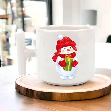 Yeni Yıl Yılbaşı Noel Tasarımlı T Kulp Seramik Kupa