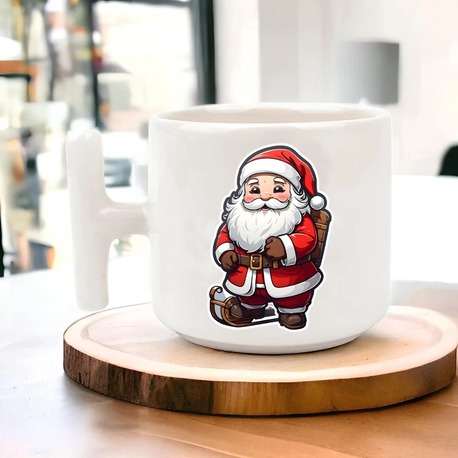 Yeni Yıl Yılbaşı Noel Tasarımlı T Kulp Seramik Kupa