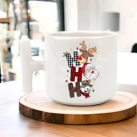 Yeni Yıl Yılbaşı Noel Tasarımlı T Kulp Seramik Kupa